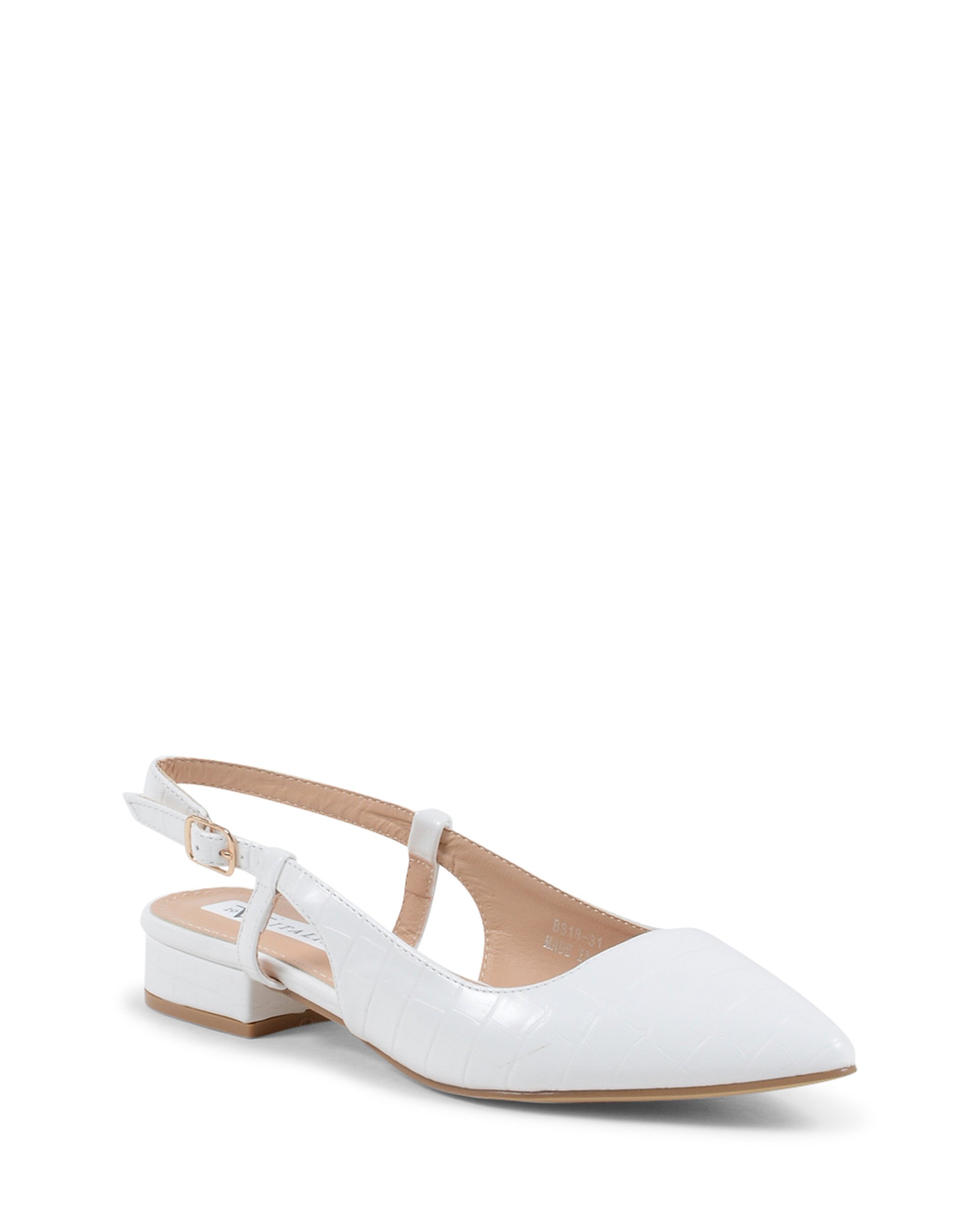 19V69 Italia Womens Slingback Ballerina White V81831 WHITE