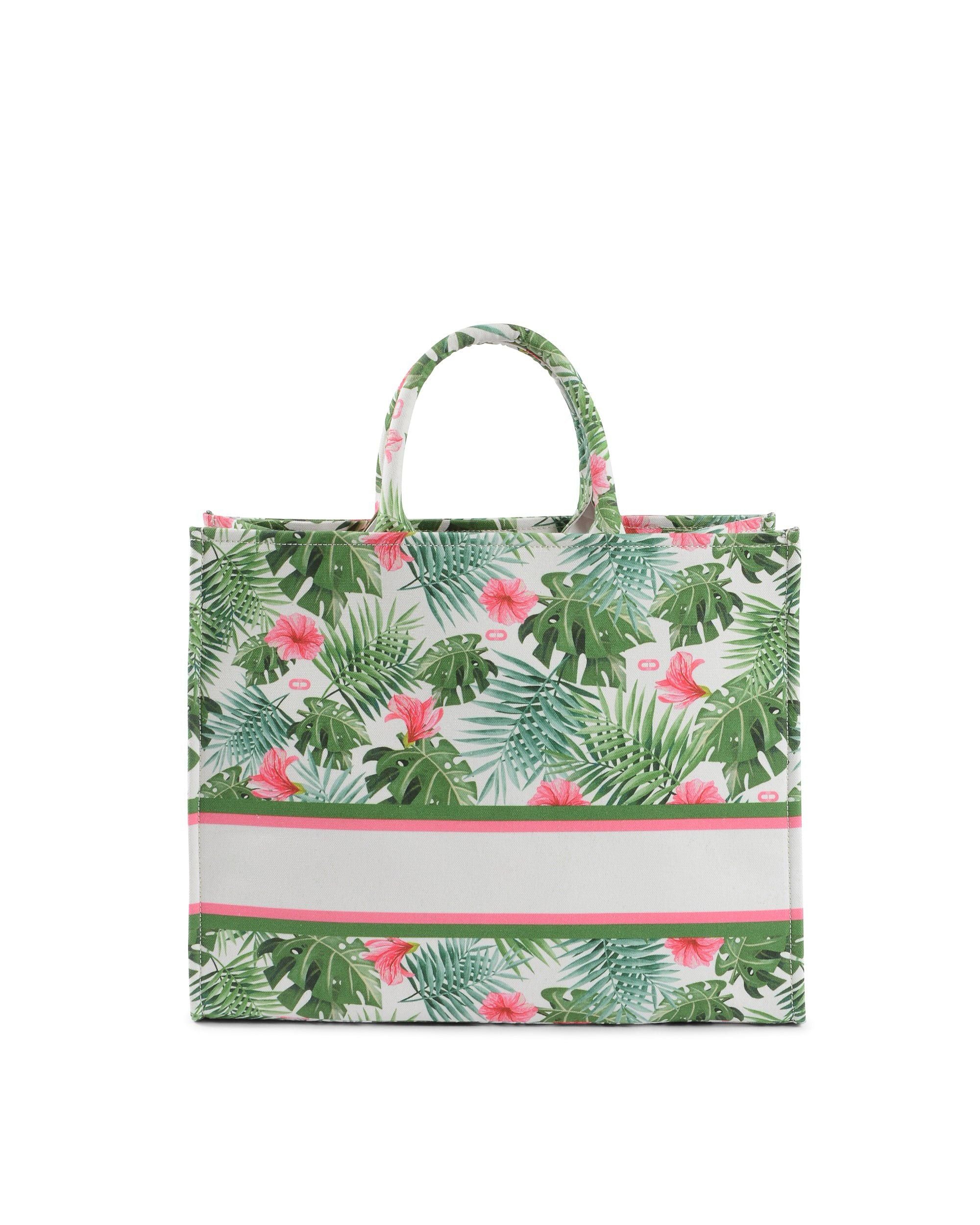 Dee Palm Tote - White/Green