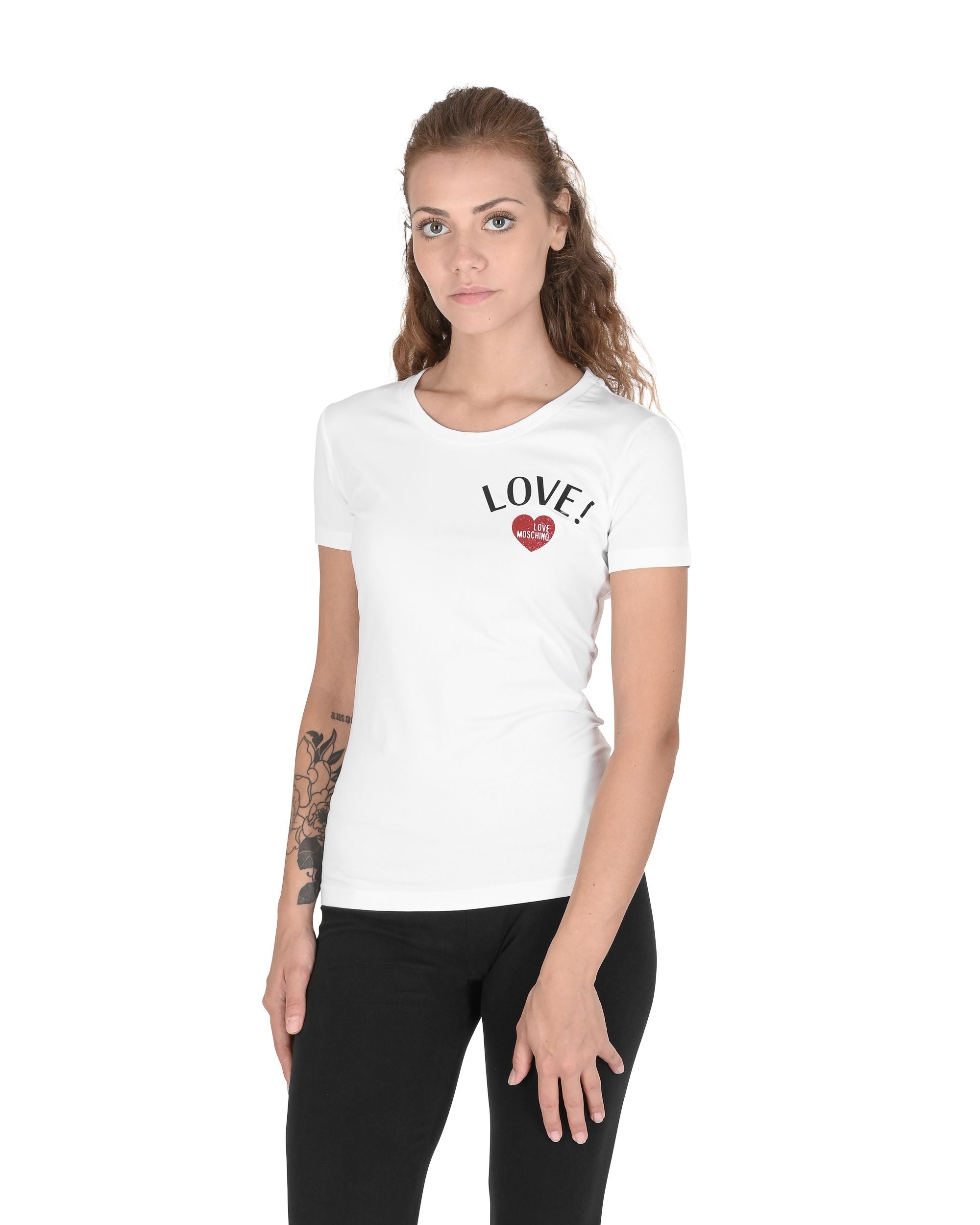 Love Moschino Womens T-Shirt W 4 H19 12 E 1951 A00 OPTICAL WHITE