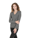 Crown of Edinburgh Cashmere Womens V Neck Sweater COE 0022 GREY