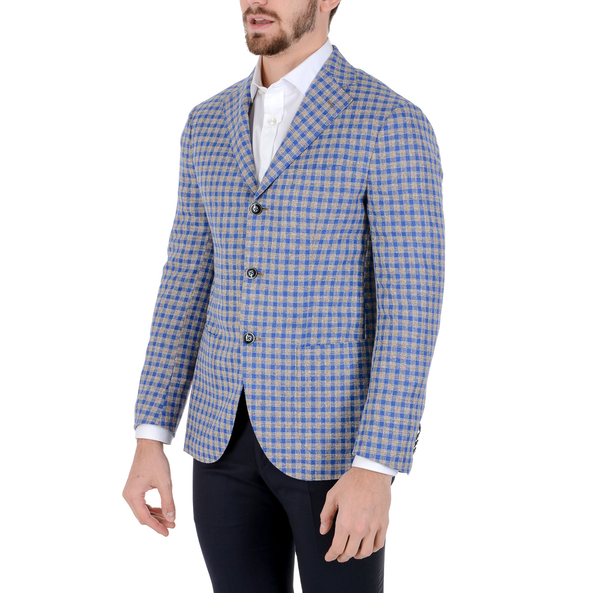 Barba Napoli Mens Jacket Long Sleeves Checked