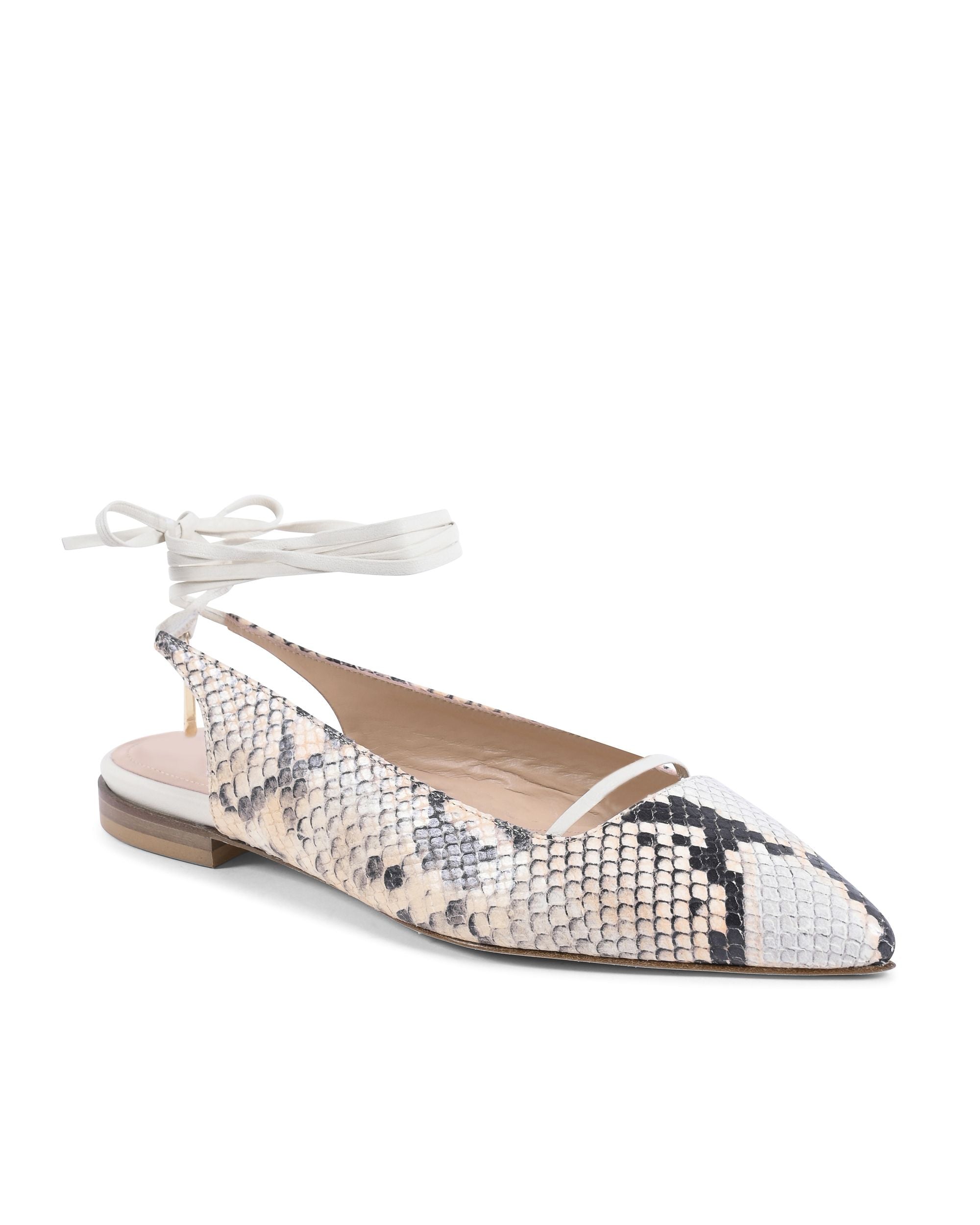 Brenda Flat Python - Black/Nude