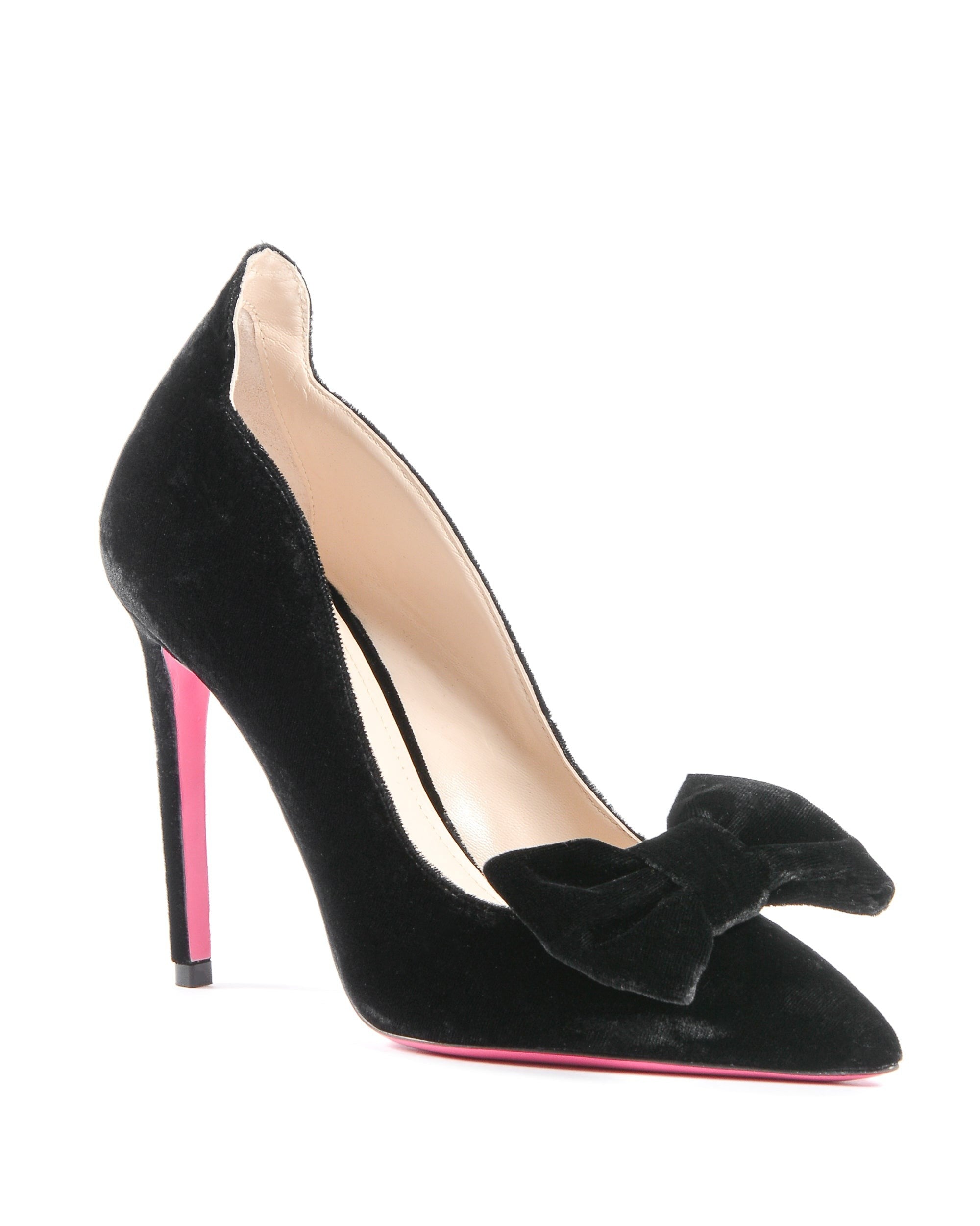 Ladies Velvet Bow Pump - Black