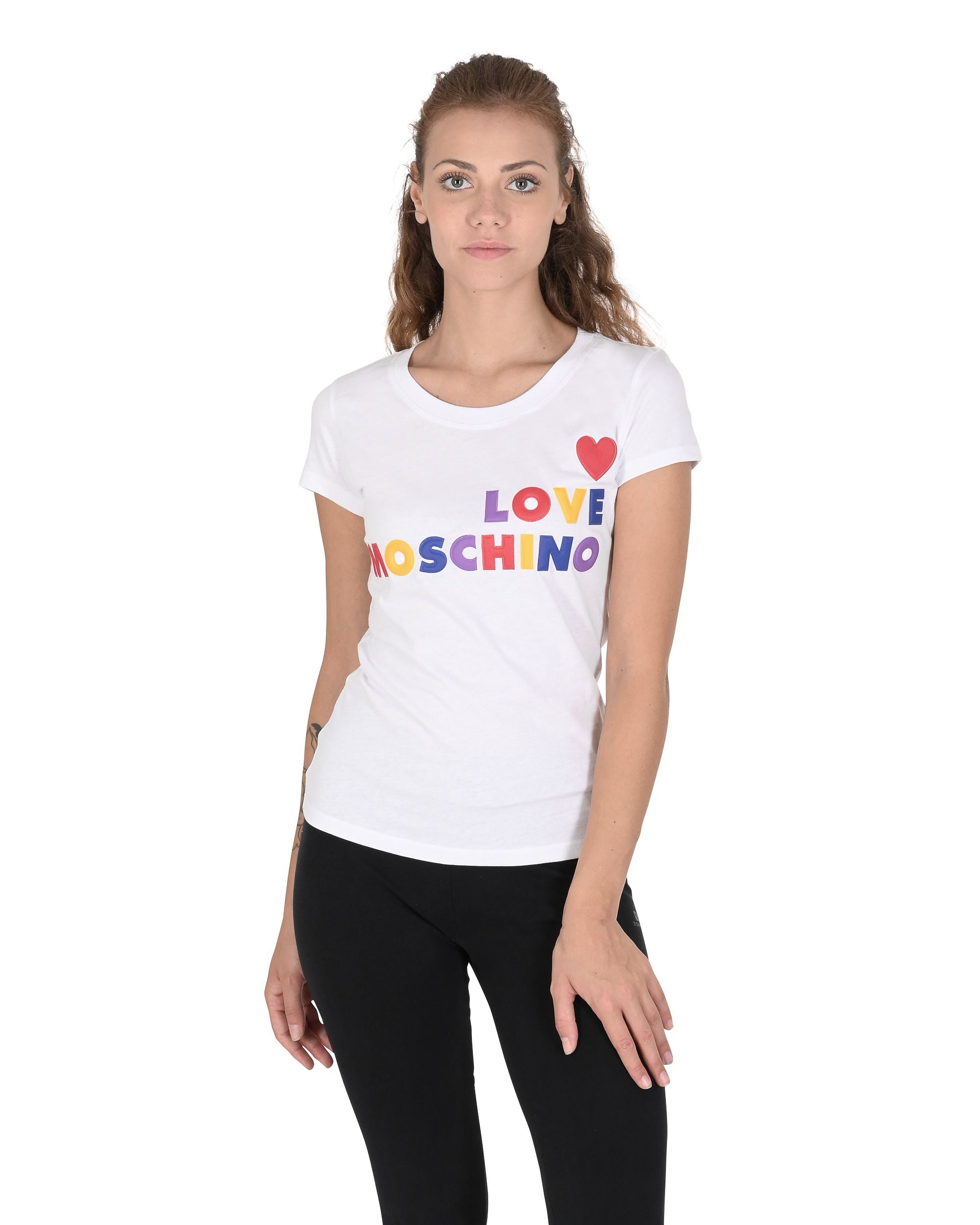 Love Moschino Womens T-Shirt W 4 B19 5B M 4083 A00 OPTICAL WHITE