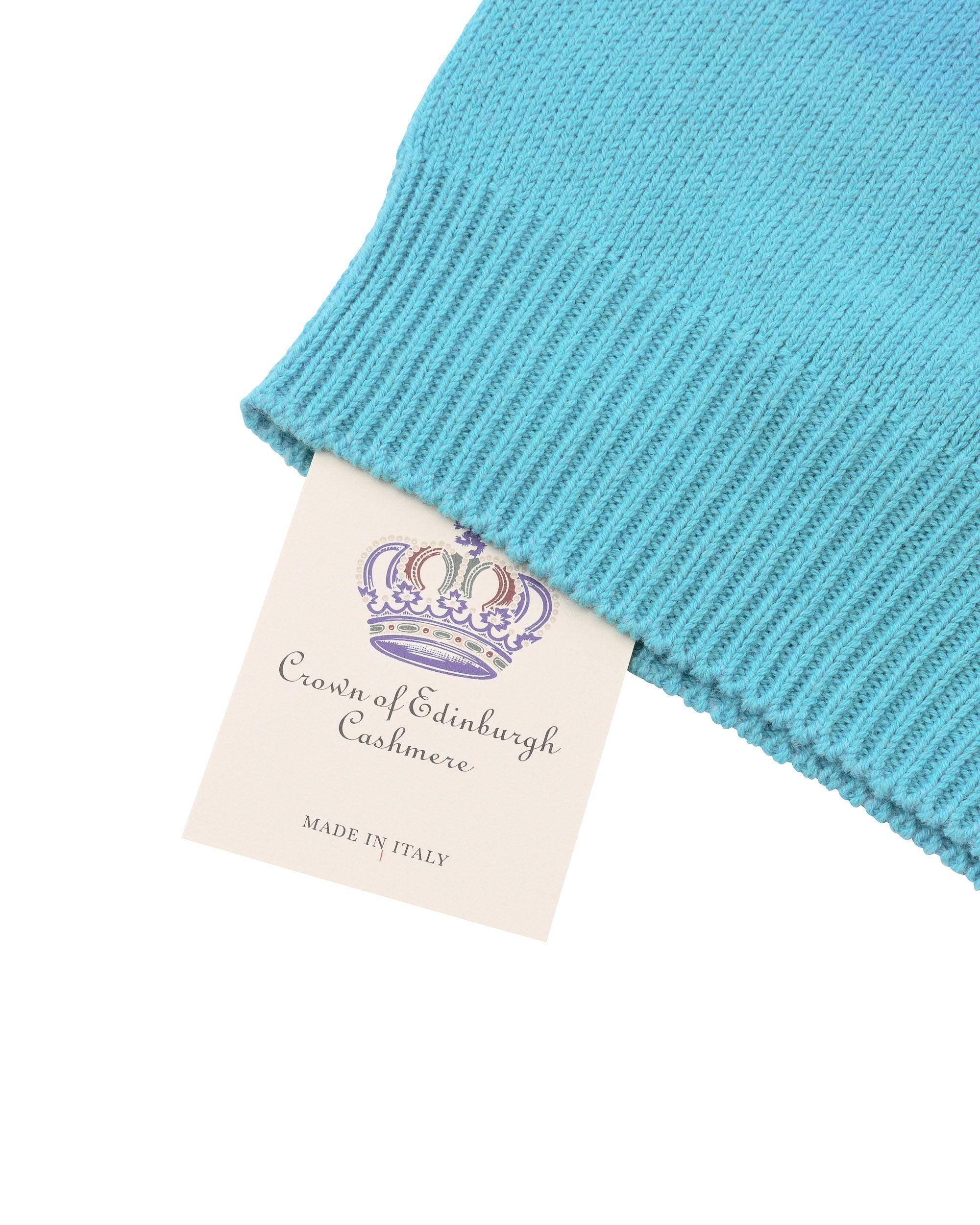 Crown of Edinburgh Cashmere Womens Cuffed Beanie COE 0048 TURQUOISE